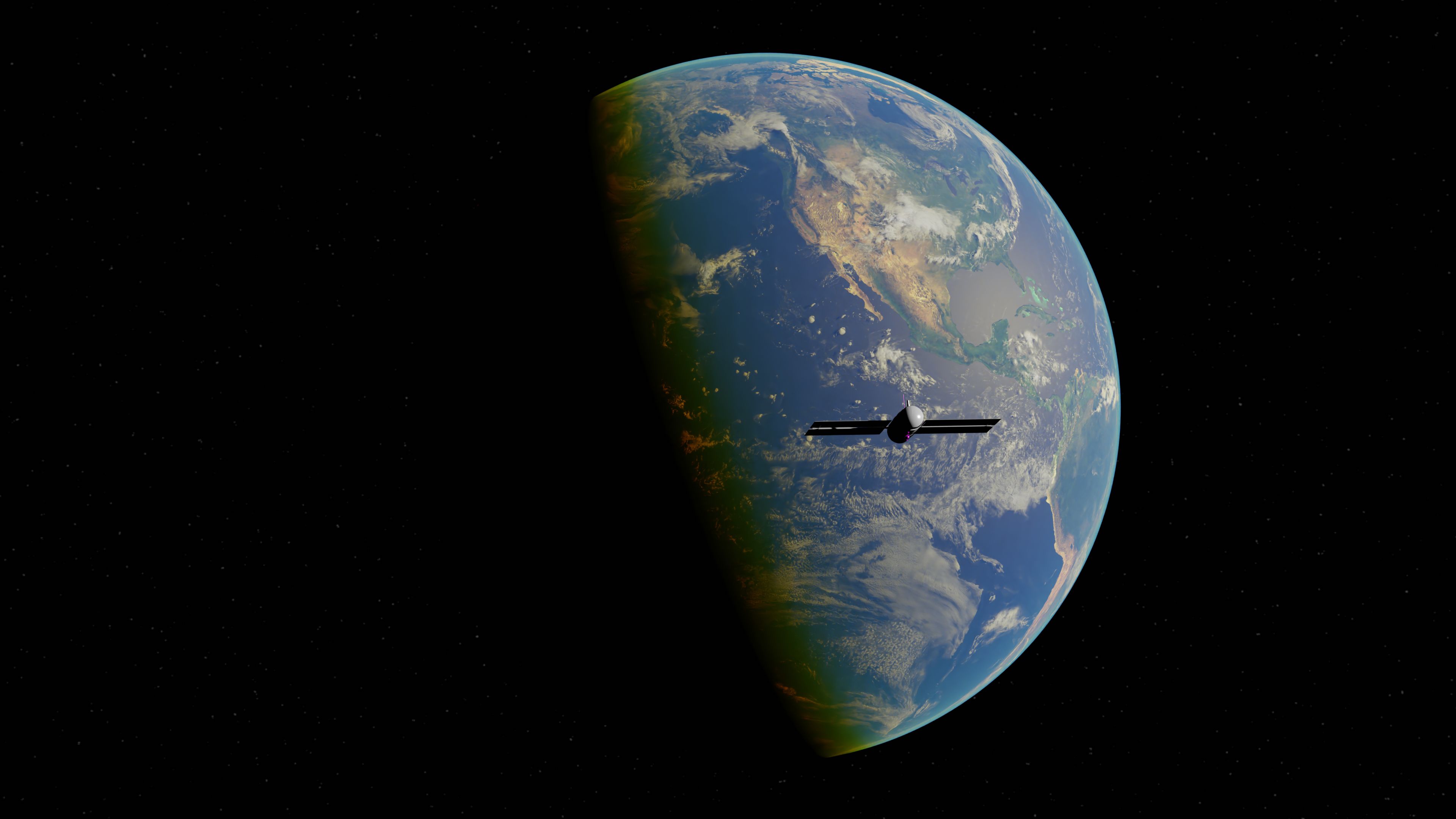 Satellite in orbit above Earth